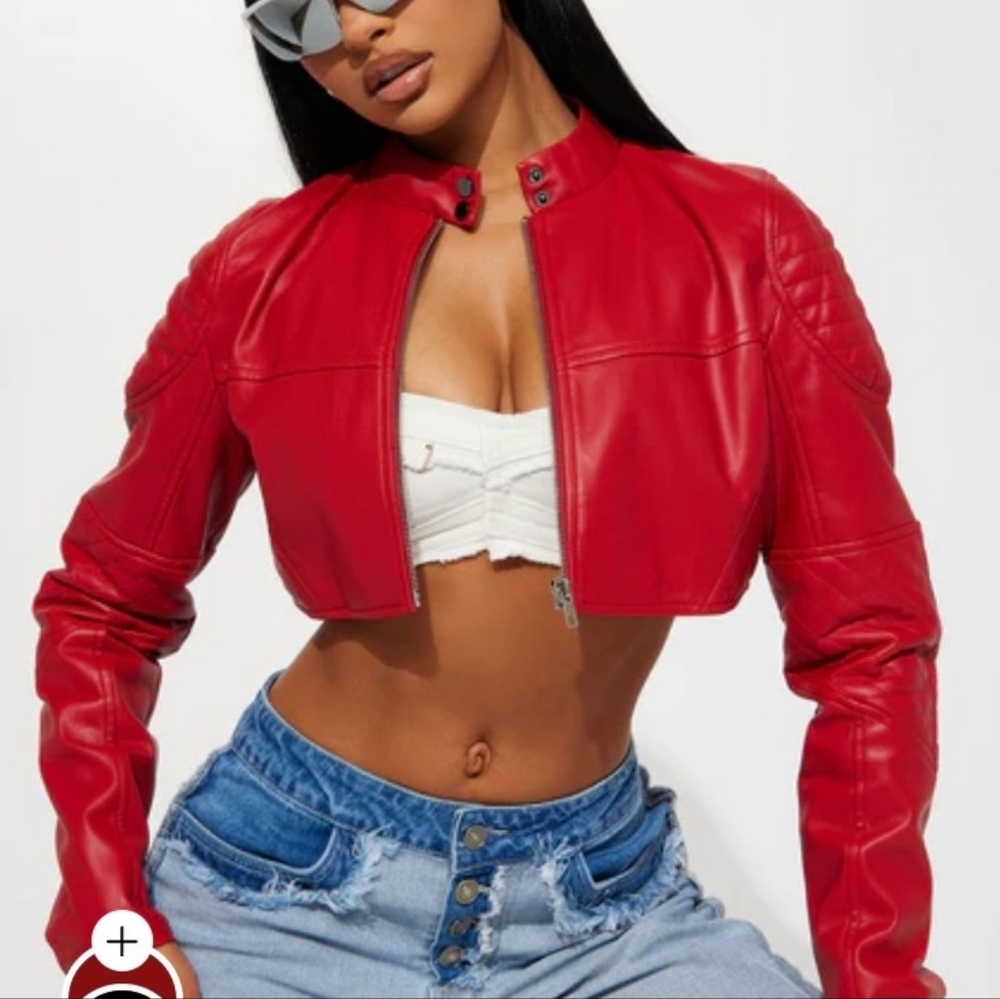 Brand New Cropped Biker Leather Jacket